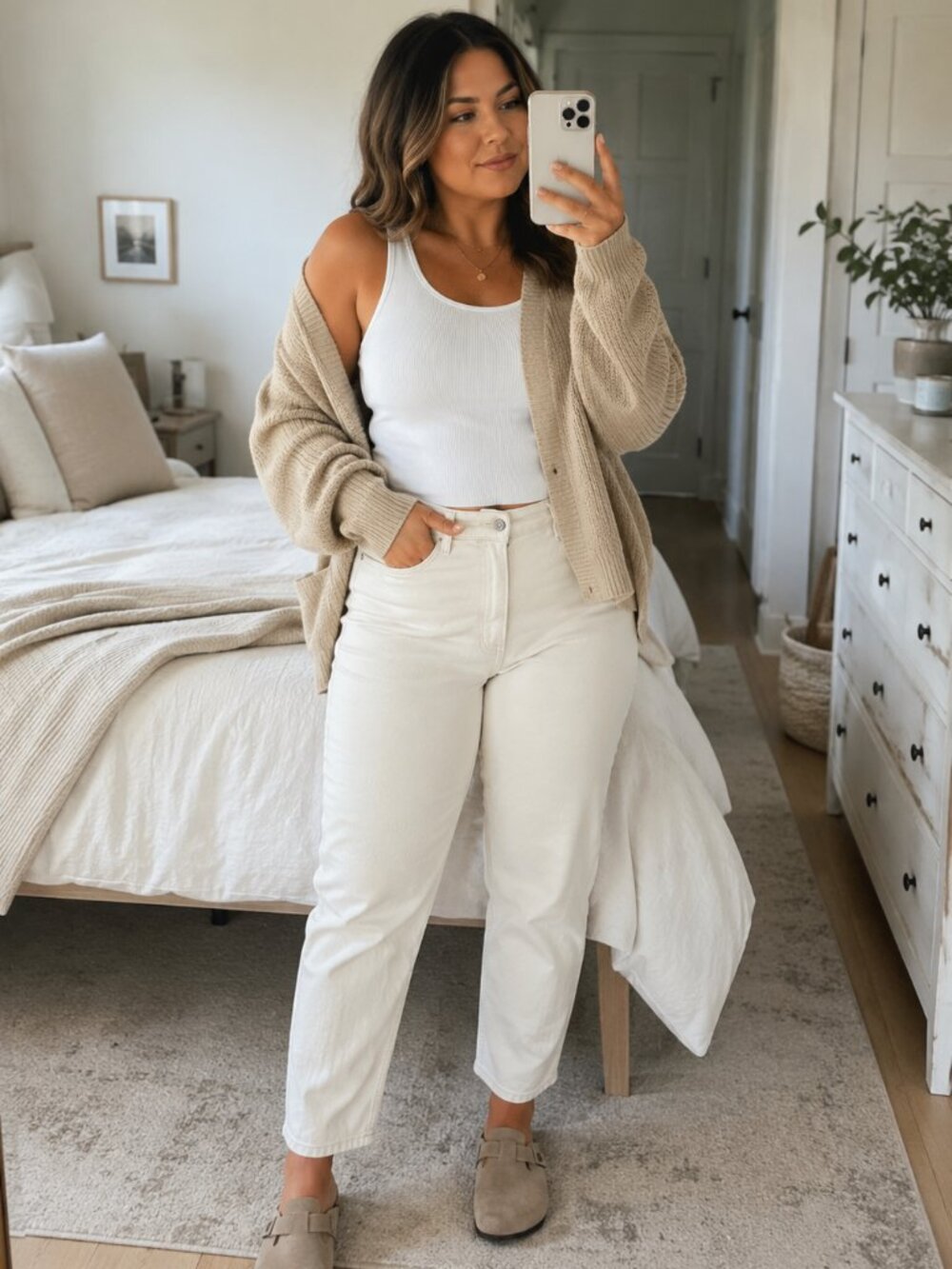 Everlane Original Cheeky Jean Ecru High-Rise Straight Leg Organic Cotton Sz 33